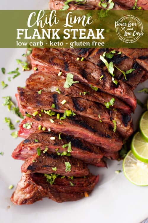 grilled flank steak sliced against the grain and served with limes and cilantro