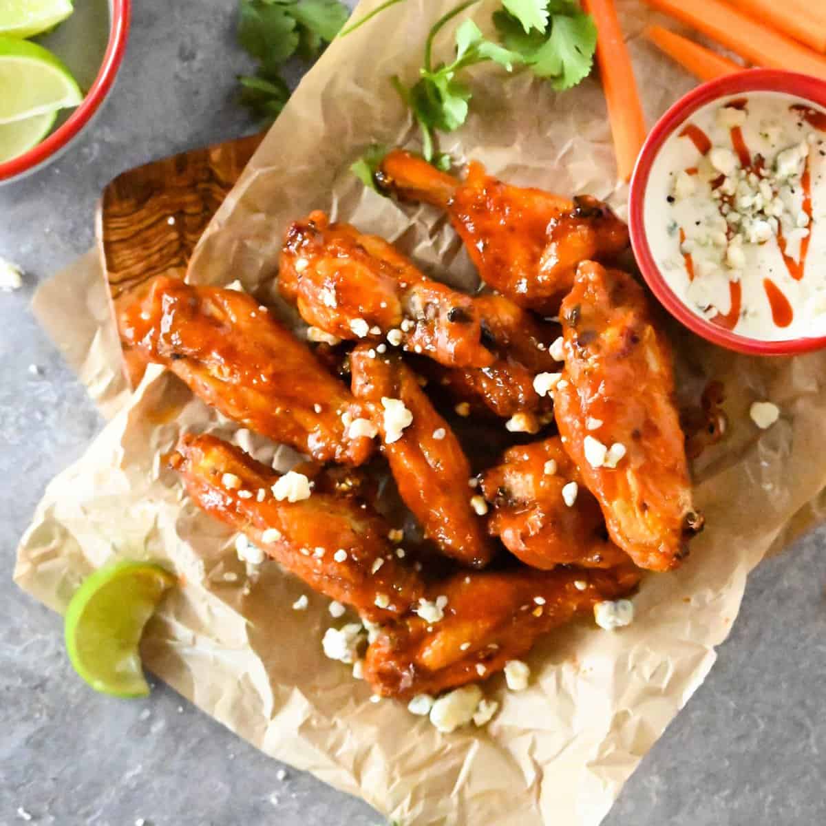 Air Fryer Chicken Wings with Primal Kitchen Buffalo Sauce 
