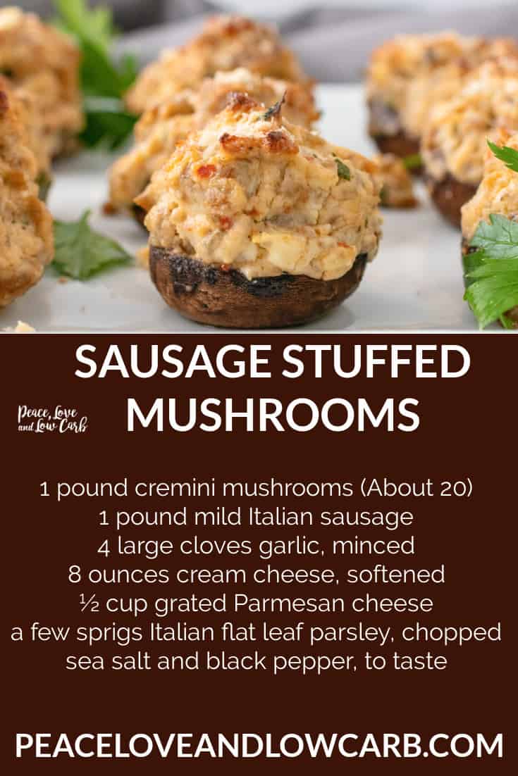 Keto Sausage Stuffed Mushrooms Peace Love and Low Carb