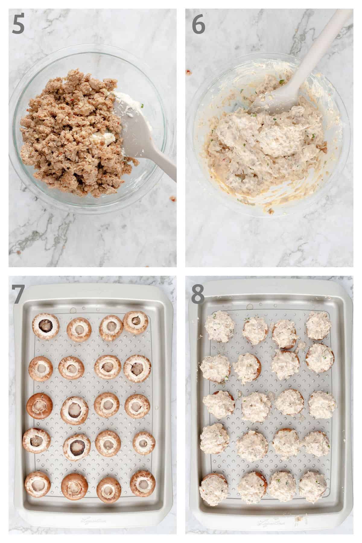 Step by Step Instructions for making Keto Sausage Stuffed Mushroom