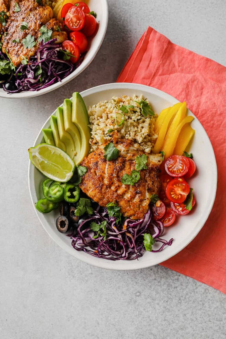 Fish Taco Bowls - keto, paleo, whole30 - Peace Love and Low Carb