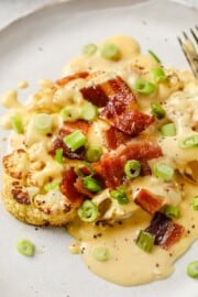 Roasted Cauliflower Steaks with Cheese Sauce - Peace Love and Low Carb