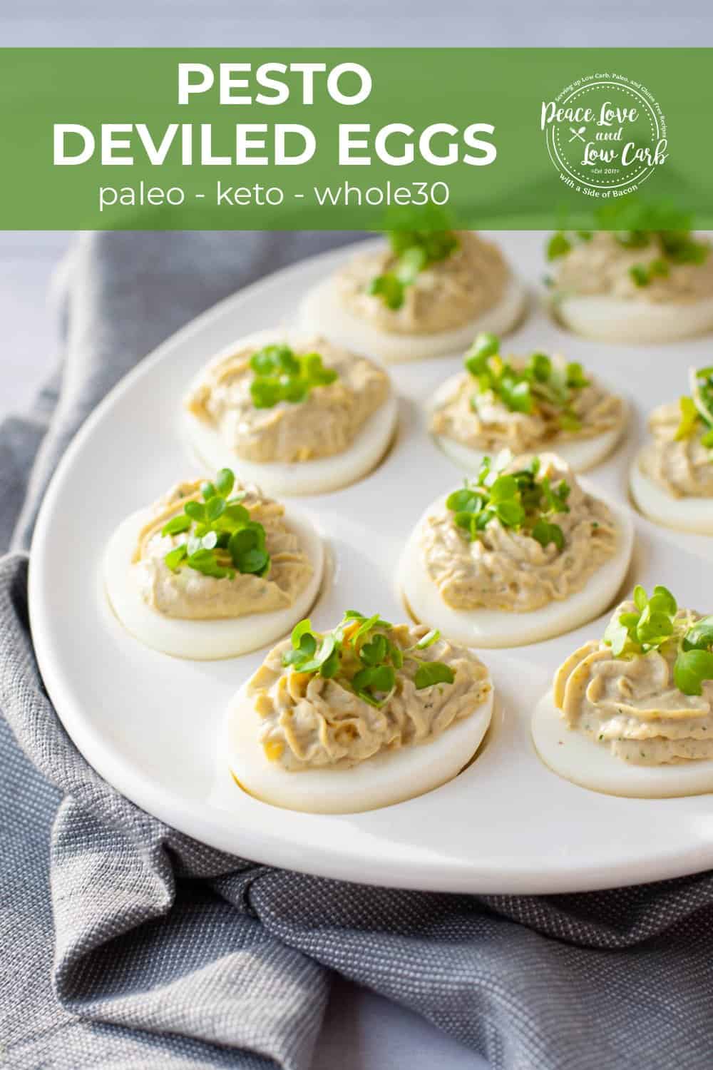 Pesto Deviled Eggs - Peace Love and Low Carb