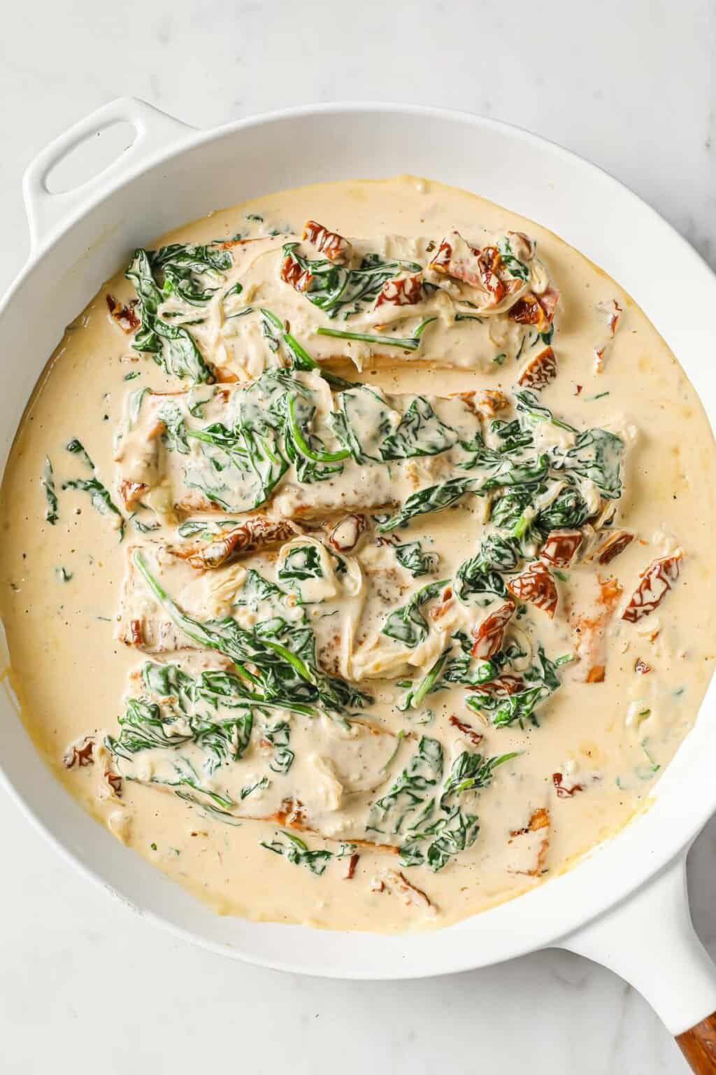 Creamy Tuscan Salmon - Peace Love and Low Carb