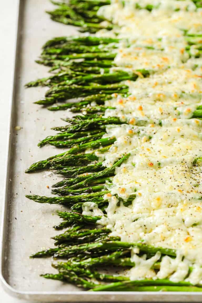 Cheesy Garlic Roasted Asparagus - Peace Love and Low Carb