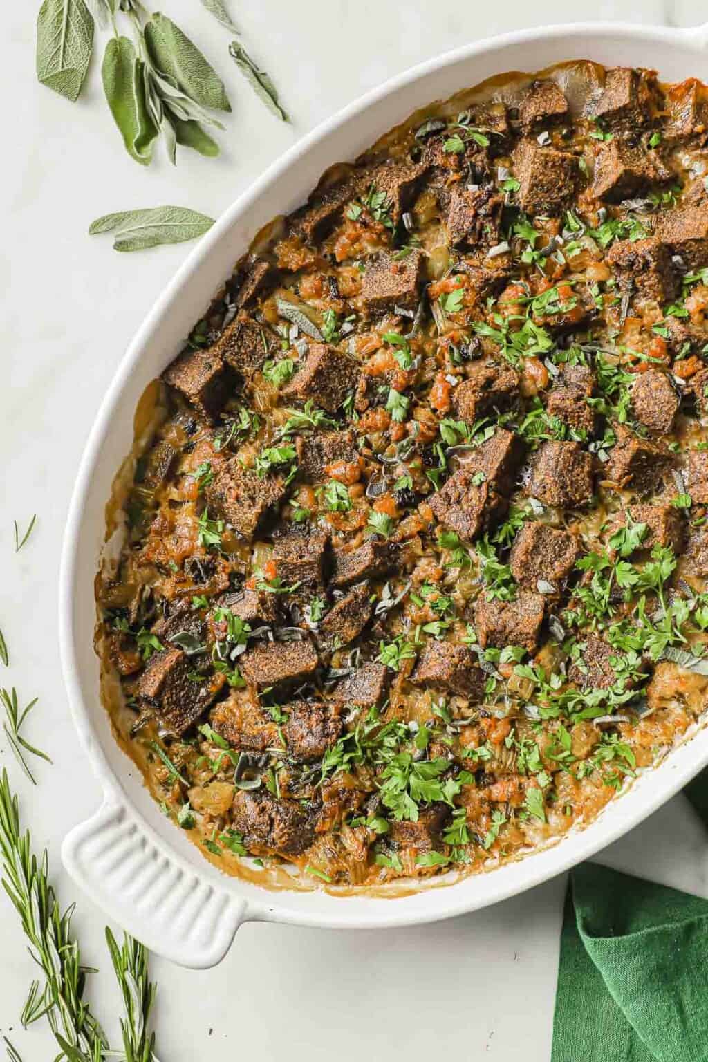 Sausage and Herb Keto Stuffing Peace Love and Low Carb