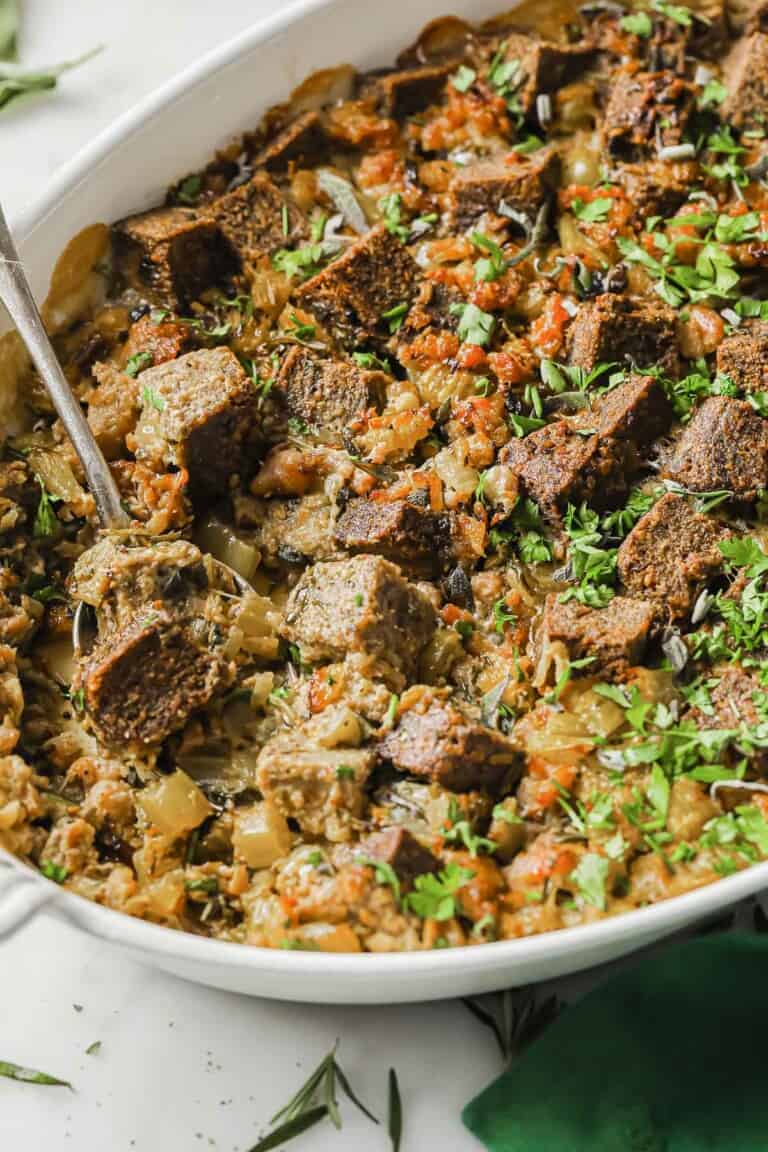 Sausage and Herb Keto Stuffing Peace Love and Low Carb