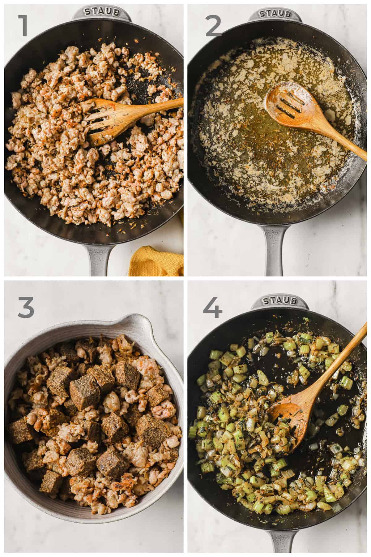 Step by Step Instructions on how to make keto and gluten free stuffing.