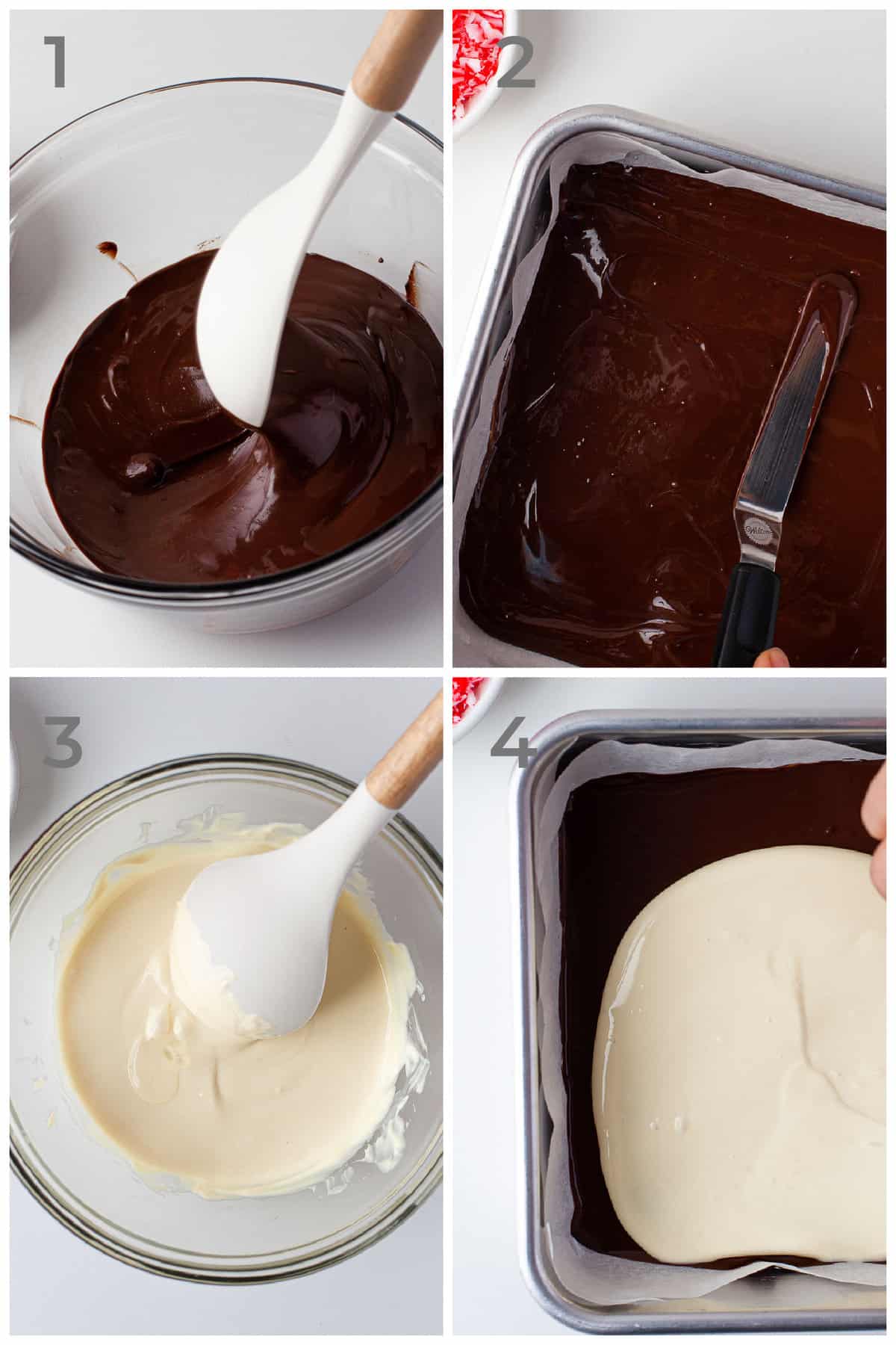 Step by step photos for how to melt chocolate and turn it into a bark.