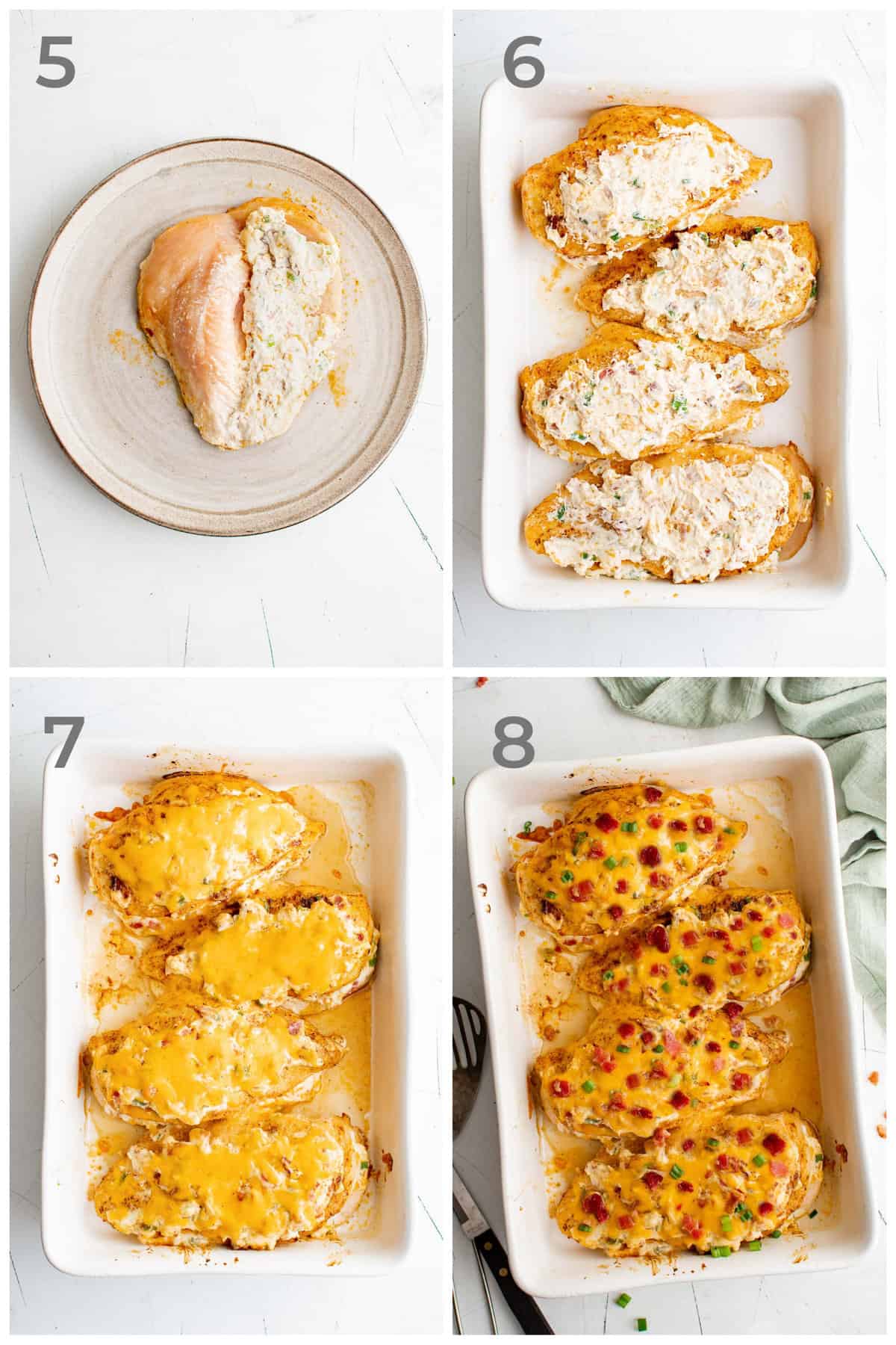 Step by step photo instructions for how to make cheesy bacon ranch chicken.