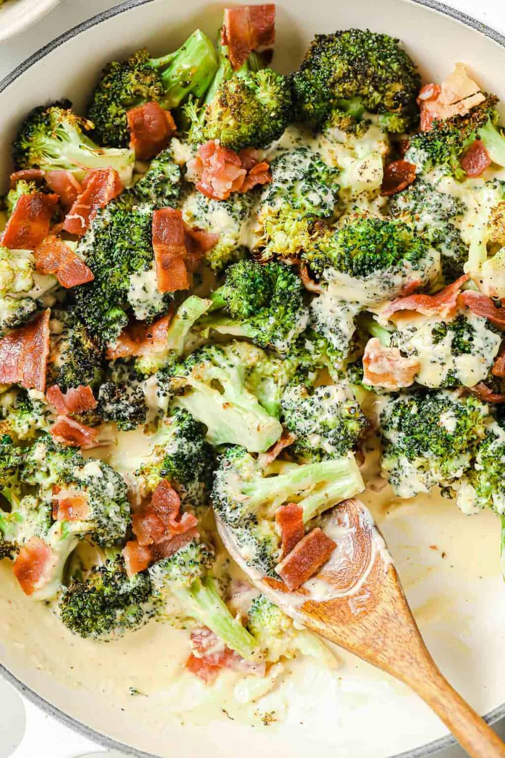 Keto Broccoli with Cheese Sauce and Bacon Peace Love and Low Carb